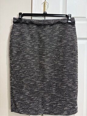 Ann Taylor Black, white and Gold Tweed Pencil Skirt